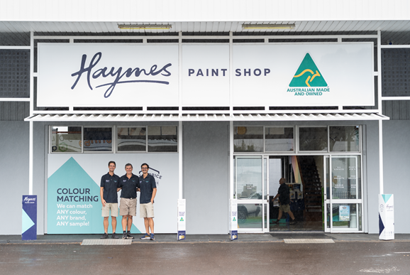 Stephan, Tiaan and Henk, the owners of HaymesMaroochydore standing out the front of their store.